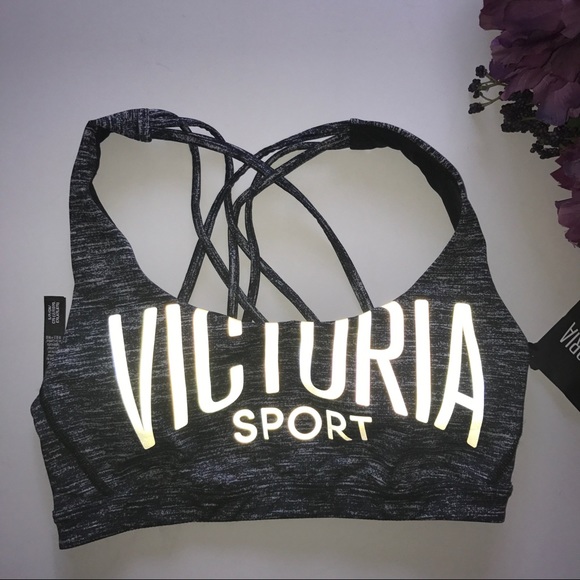 VS grey multi crossed strap back sports bra Sz S - Picture 3 of 8